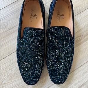 FERUCCI BLUE CRYSTAL SLIPPERS LOAFER SIZE 11 PROM WEDDING OR ANY OCCASION SHOES
